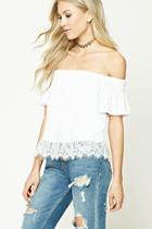 Forever21 Off-the-shoulder Lace Crop Top