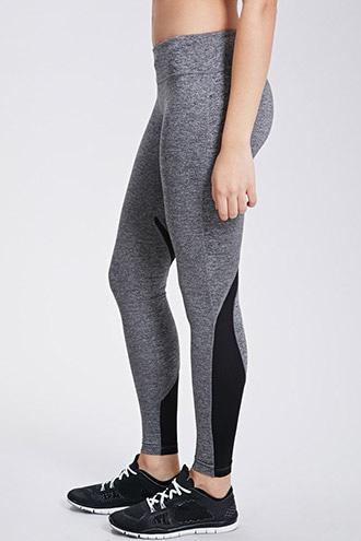 Forever21 Women's  Charcoal Active Mesh-paneled Leggings