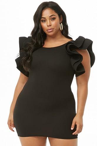 Forever21 Plus Size Structured Ruffle-sleeve Dress