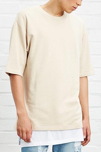 21 Men Men's  Khaki French Terry Knit Tee