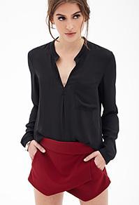 Forever21 Boxy Chiffon Pocket Blouse