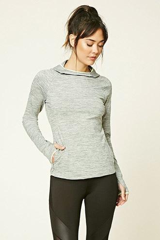 Forever21 Women's  Heather Grey Active Heathered Pullover