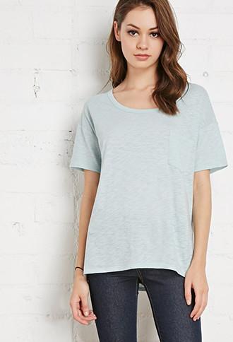 Forever21 Women's  Slub Knit Pocket Tee (cloud)