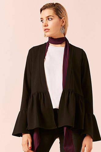Forever21 Open-front Ruffle Trim Jacket