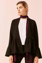 Forever21 Open-front Ruffle Trim Jacket