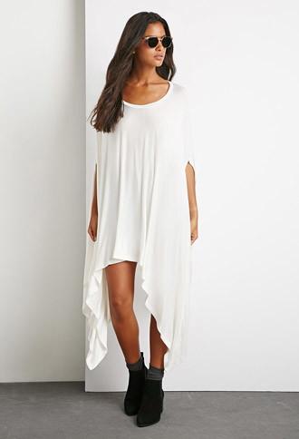 Forever21 Women's  Cream Oversize Draped Poncho Top