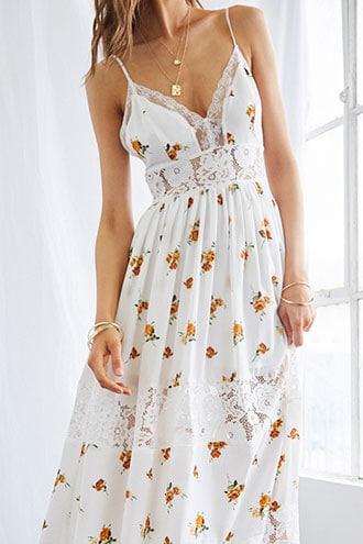 Forever21 Tiered-lace Floral Maxi Dress