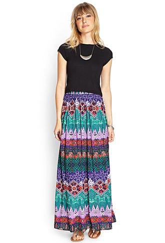 Forever21 Tribal Print Maxi Skirt