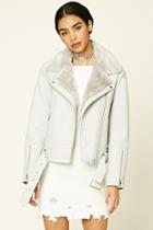 Forever21 Women's  Belted Faux Leather Moto Jacket
