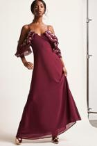Forever21 Soieblu Embroidered Open-shoulder Dress