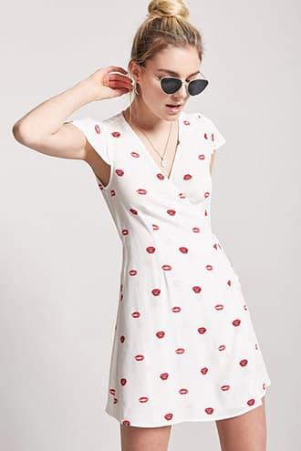 Forever21 Lip Print Wrap Dress