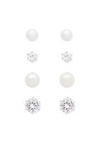 Forever21 Cz Stone & Faux Pearl Stud Earring Set