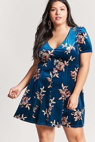 Forever21 Plus Size Floral Velvet Dress