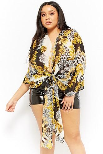 Forever21 Plus Size Sheer Baroque-inspired Cardigan