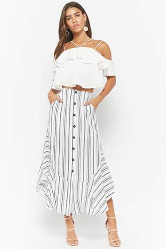 Forever21 Striped Button-front Skirt
