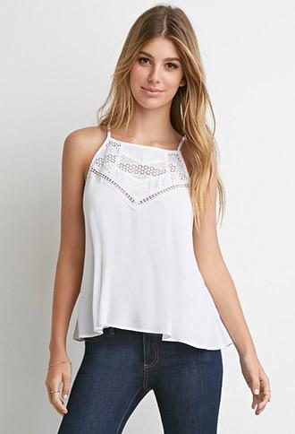Forever21 Crochet-paneled Crepe Trapeze Cami