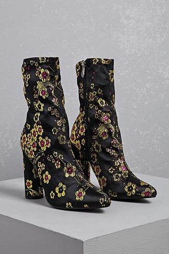 Forever21 Floral Embroidered Boots