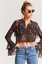 Forever21 Sheer Cherry Print Shirt