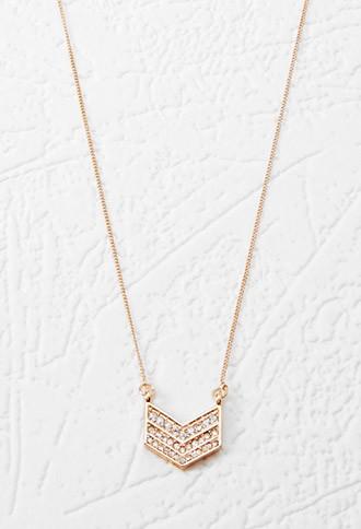 Forever21 Rhinestone Chevron Pendant Necklace