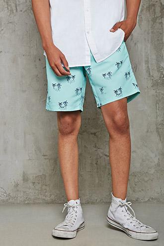 Forever21 Palm Tree Print Swim Trunks