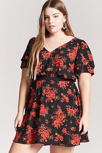 Forever21 Plus Size Textured Floral Tiered-sleeve Dress