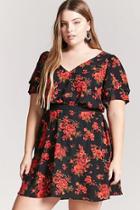 Forever21 Plus Size Textured Floral Tiered-sleeve Dress