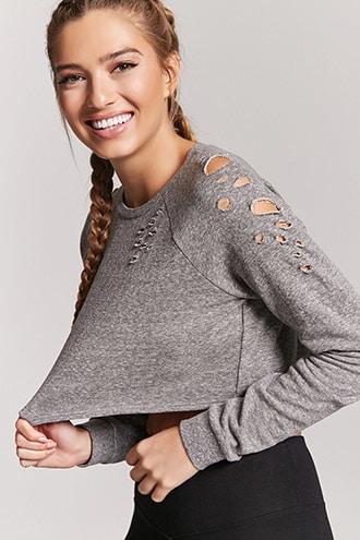 Forever21 Active Distressed Sweatshirt
