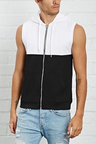 21 Men Men's  Colorblock Zip-up Hoodie