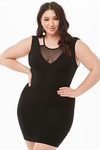 Forever21 Plus Size Sheer Mesh Insert Bodycon Dress