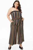 Forever21 Plus Size Striped Ruffle Strapless Jumpsuit