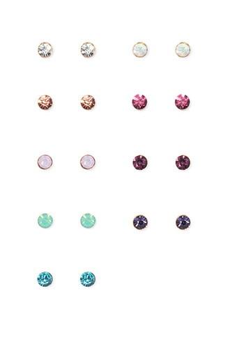 Forever21 Faux Gemstone Stud Set (gold/peach)