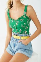 Forever21 Floral Print Ruffle-trim Top