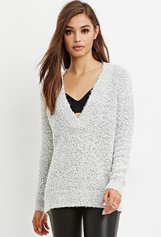 Forever21 Women's Loop Knit V-neck Sweater