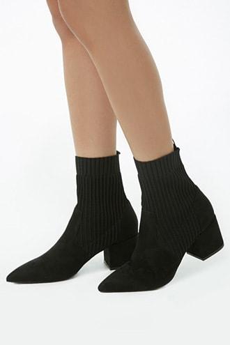 Forever21 Ribbed Faux Suede Booties