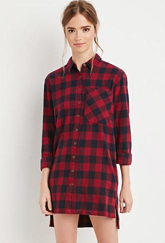 Forever21 Buffalo Flannel Shirt Dress