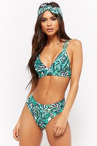 Forever21 Kulani Kinis Palm Leaf Print Bikini Bottoms