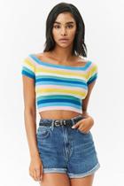 Forever21 Striped Ribbed Knit Crop Top