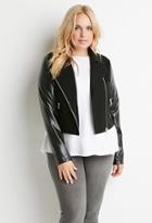 Forever21 Plus Faux Leather-sleeved Jacket