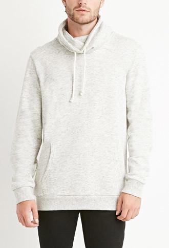 21 Men Heathered Funnel Neck Sweatshirt (oatmeal)