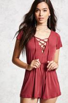 Forever21 Ribbed Lace-up Romper