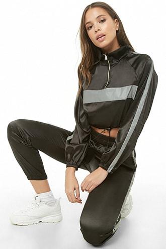 Forever21 Satin Reflective-trim Pullover Top