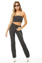 Forever21 Pinstriped Cropped Tube Top & Pants Set