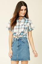 Forever21 Women's  Patch Pocket Plaid Shirt
