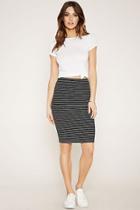 Love21 Women's  Black & Ivory Contemporary Stripe Skirt