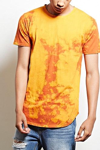 21 Men Men's  Orange Entity Bleach Dye Cotton Tee