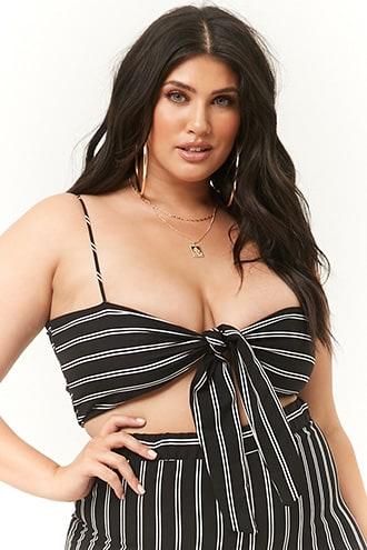 Forever21 Plus Size Striped Tie-front Cami
