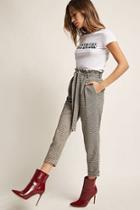Forever21 Houdstooth Paperbag-waist Pants