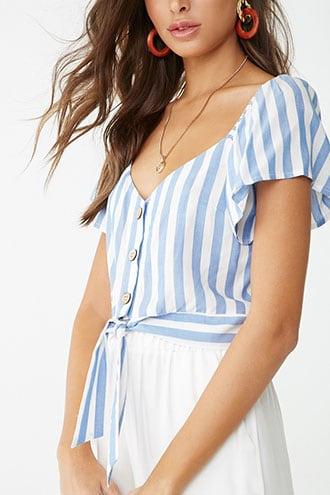 Forever21 Striped Tie-hem Top