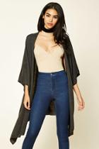 Forever21 Women's  Charcoal Longline Bat Wing Cardigan