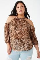 Forever21 Plus Size Leopard Open-shoulder Top